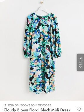 Cloudy Bloom Floral Black Midi Dress Oliver Bonas